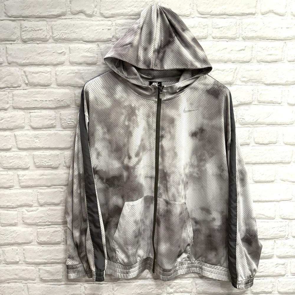 Nike Iconic Clash‎ Mesh Gray Hoodie Zip Up Unisex Sz 3XL Tie-Dye Athletic Wear